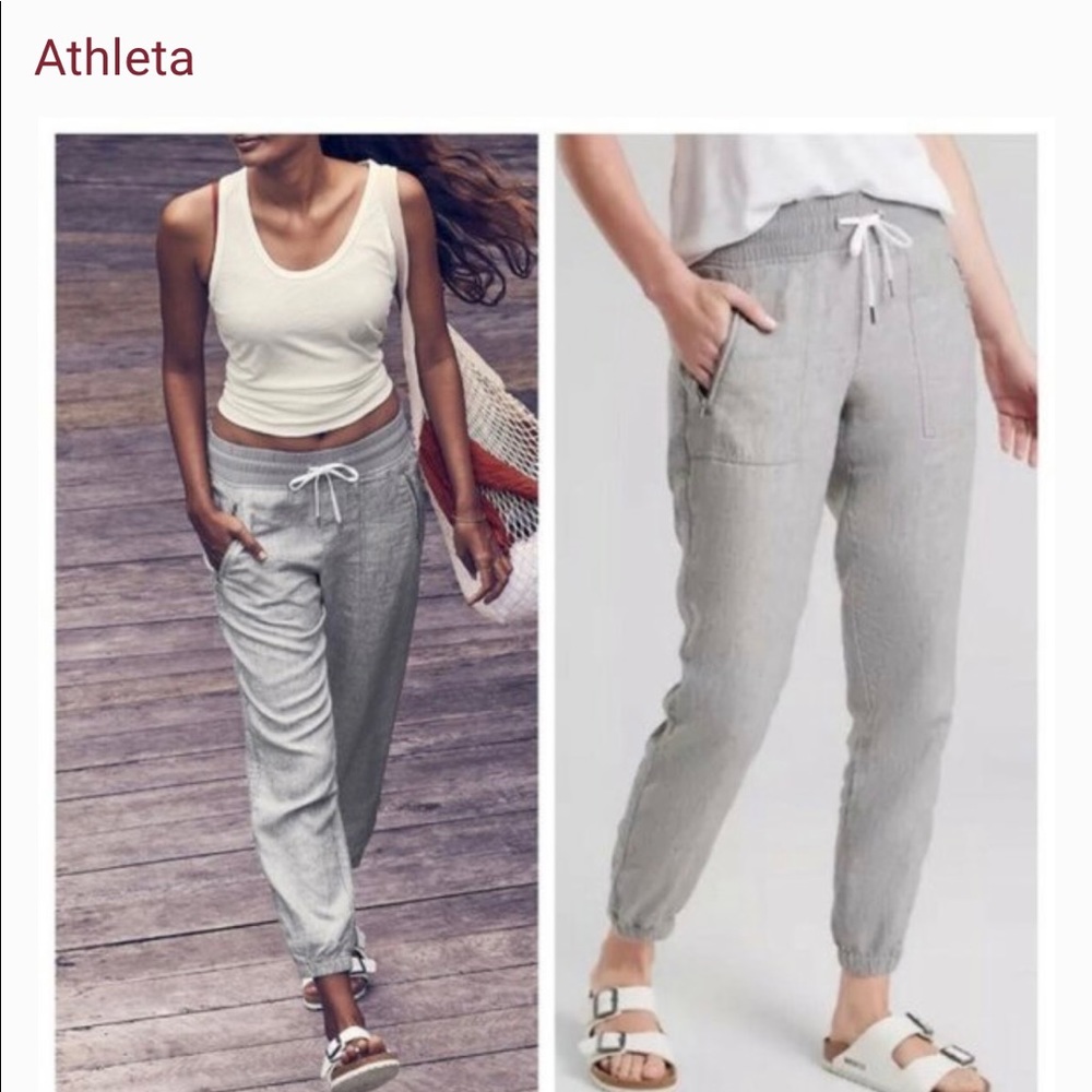 Athleta Linen Cabo joggers in Gray. NWOT. Size6
